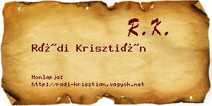 Rádi Krisztián névjegykártya